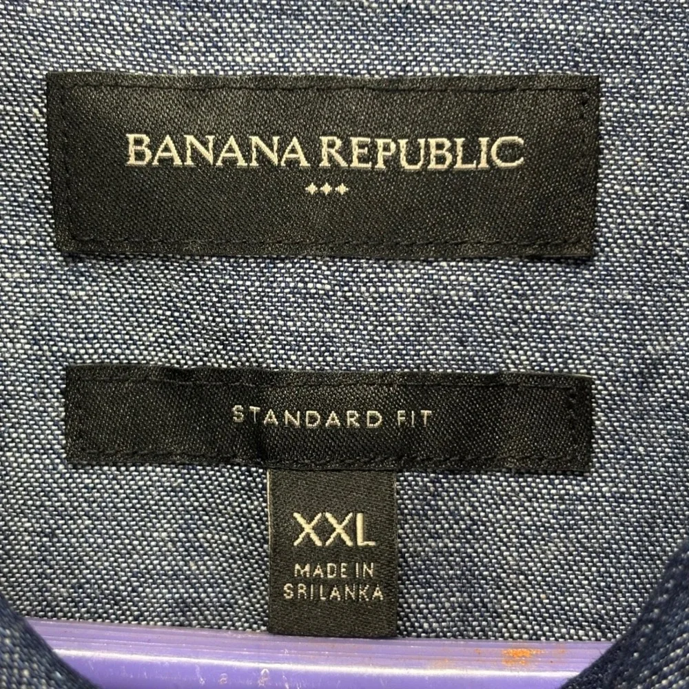 Banana Republic Western Shirt Mens XXL Denim Pearl Snap Long Sleeve cowboy rodeo